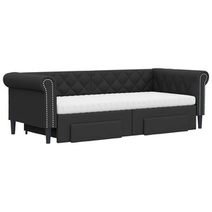 Ausziehbares Tagesbett Schwarz 90x200cm Kunstleder