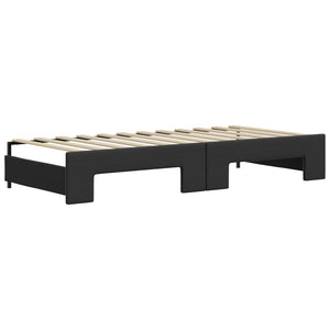 Ausziehbares Tagesbett Schwarz 90x200cm Kunstleder