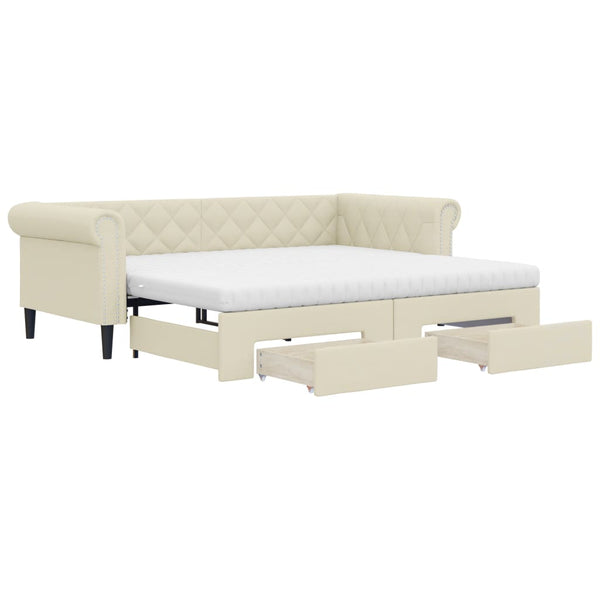 Ausziehbares Tagesbett Creme 90x200 cm