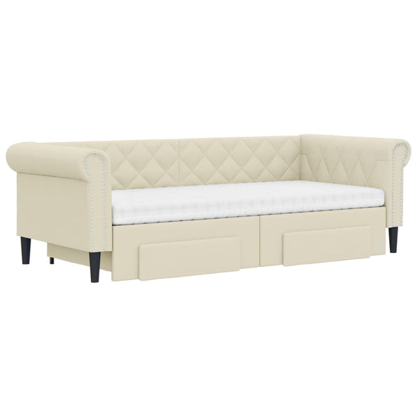 Ausziehbares Tagesbett Creme 90x200 cm