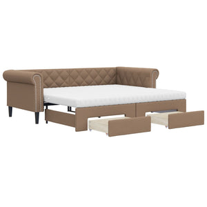 Ausziehbares Tagesbett Braun 90x200 cm Kunstleder