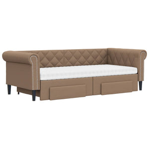 Ausziehbares Tagesbett Braun 90x200 cm Kunstleder
