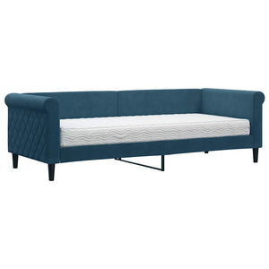 Tagesbett mit Matratze Blau Samt 80x200 cm