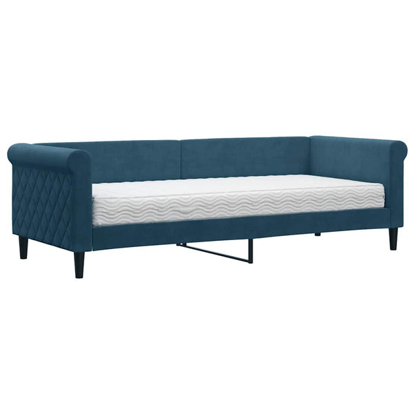 Tagesbett mit Matratze Blau Samt 80x200 cm