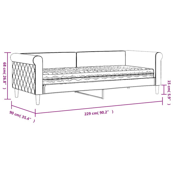 Tagesbett mit Matratze Blau Samt 80x200 cm