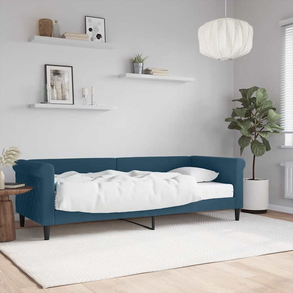 Tagesbett mit Matratze Blau Samt 80x200 cm