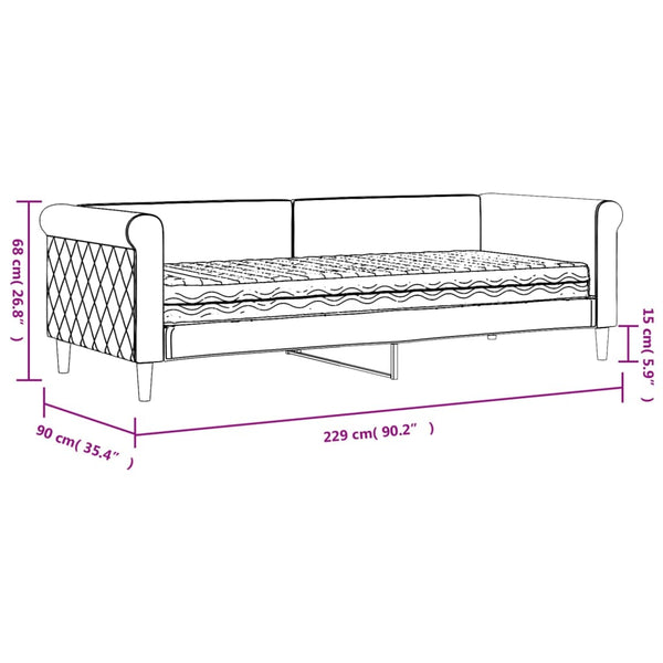Tagesbett mit Matratze Dunkelgrau Samt 80x200 cm