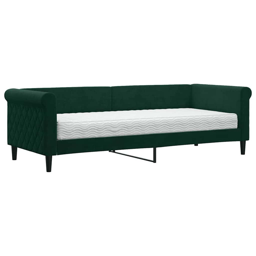Tagesbett mit Matratze Dunkelgrün 80x200 cm