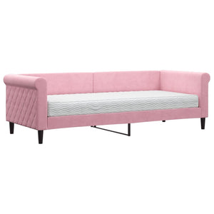 Tagesbett Rosa Samt 80x200 cm mit Matratze