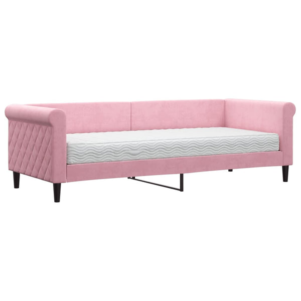Tagesbett Rosa Samt 80x200 cm mit Matratze