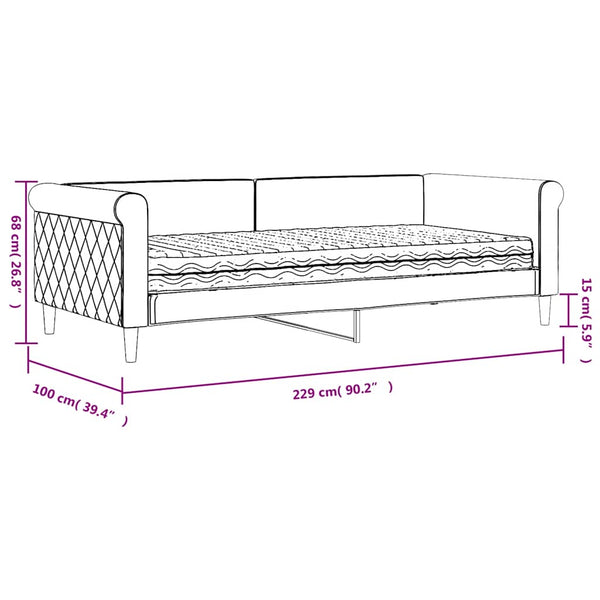 Tagesbett mit Matratze Blau 90x200 cm Samt