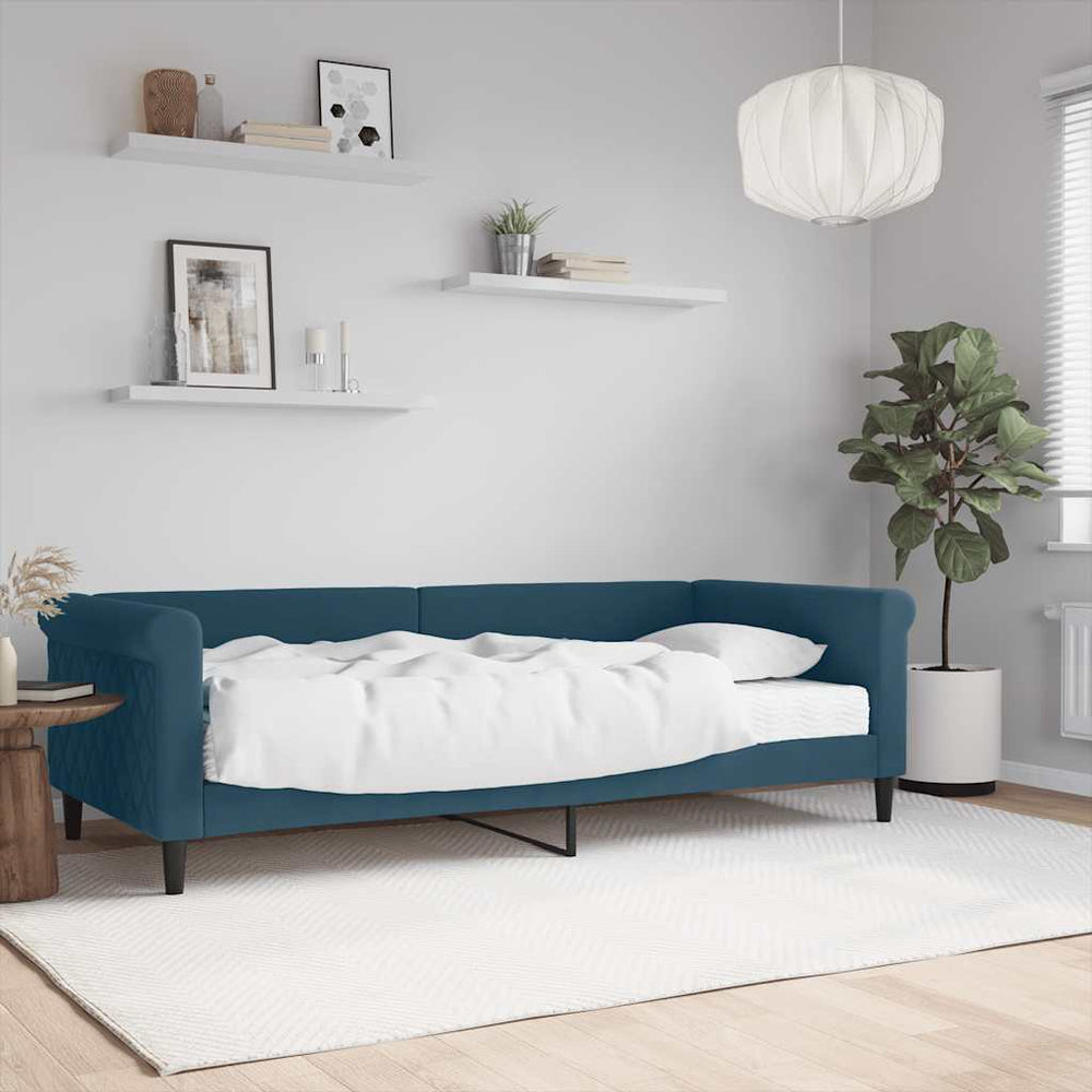 Tagesbett mit Matratze Blau 90x200 cm Samt