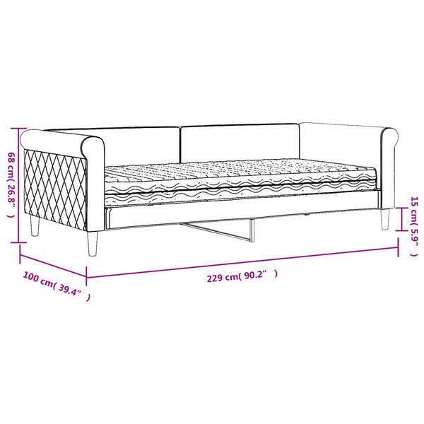 Tagesbett mit Matratze Dunkelgrau 90x200 cm Samt