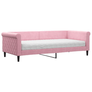 Tagesbett Rosa Samt mit Matratze 90x200 cm