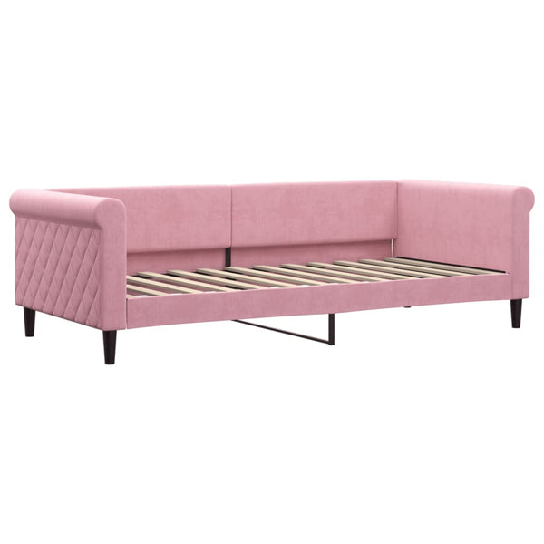 Tagesbett Rosa Samt mit Matratze 90x200 cm