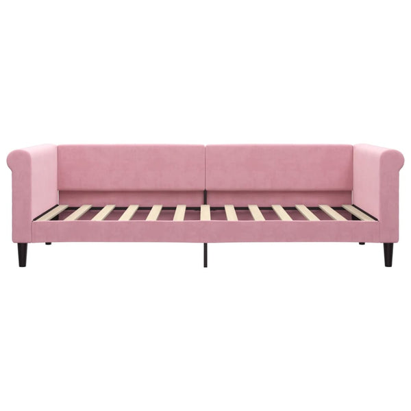 Tagesbett Rosa Samt mit Matratze 90x200 cm