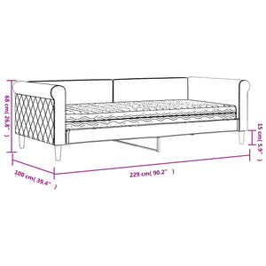 Tagesbett mit Matratze Schwarz 90x200 cm Samt