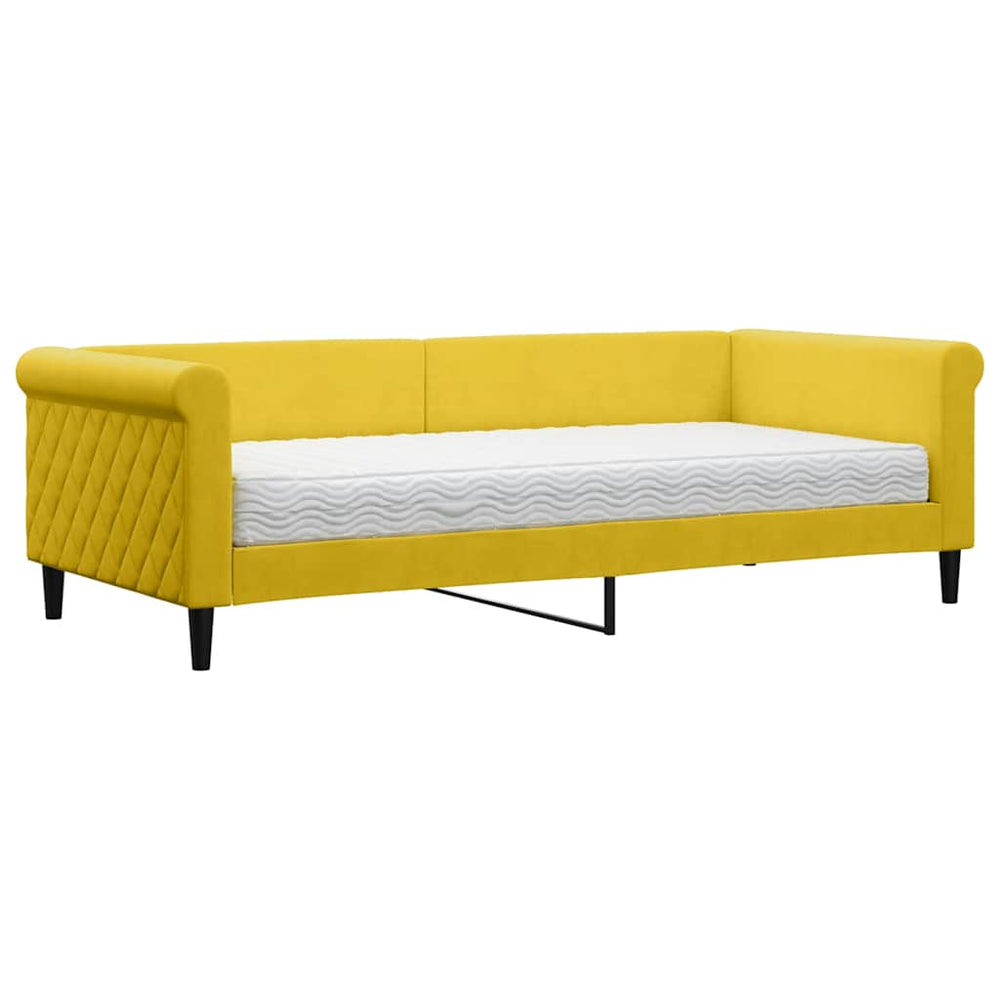 Gelbes Tagesbett mit Matratze Samt 90x200 cm