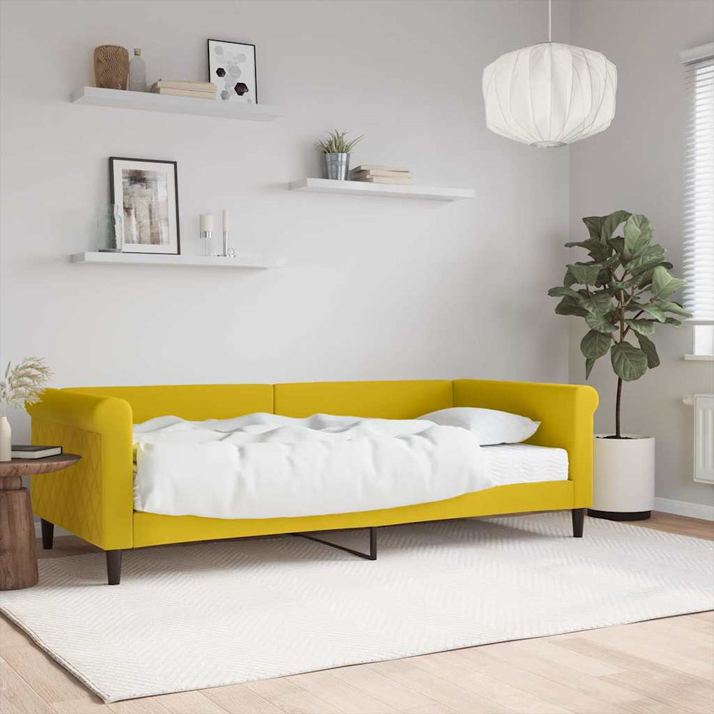 Gelbes Tagesbett mit Matratze Samt 90x200 cm