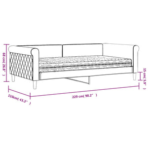 Tagesbett mit Matratze Hellgrau Samt 100x200 cm