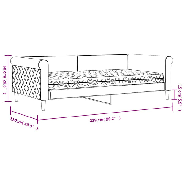 Tagesbett mit Matratze Dunkelgrau 100x200 cm Samt