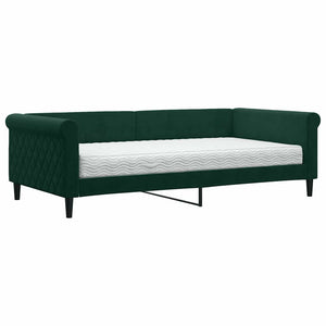 Tagesbett mit Matratze Dunkelgrün Samt 100x200 cm