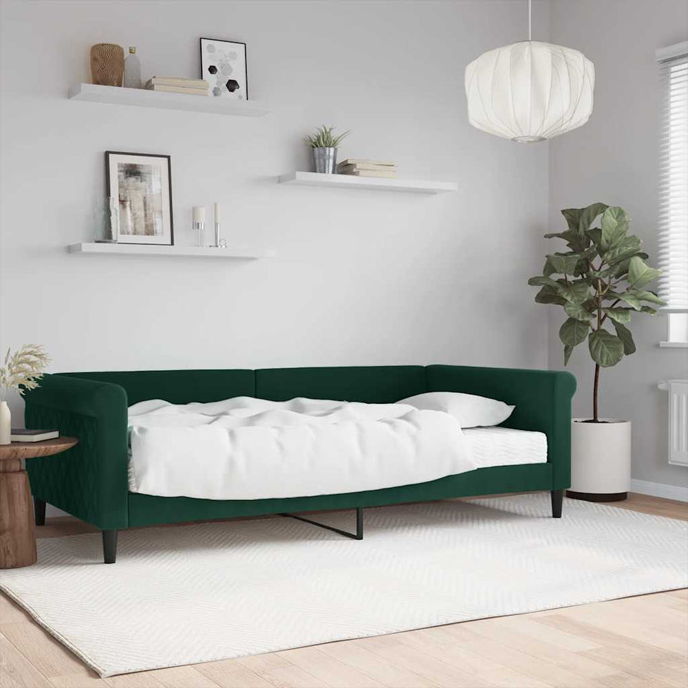 Tagesbett mit Matratze Dunkelgrün Samt 100x200 cm