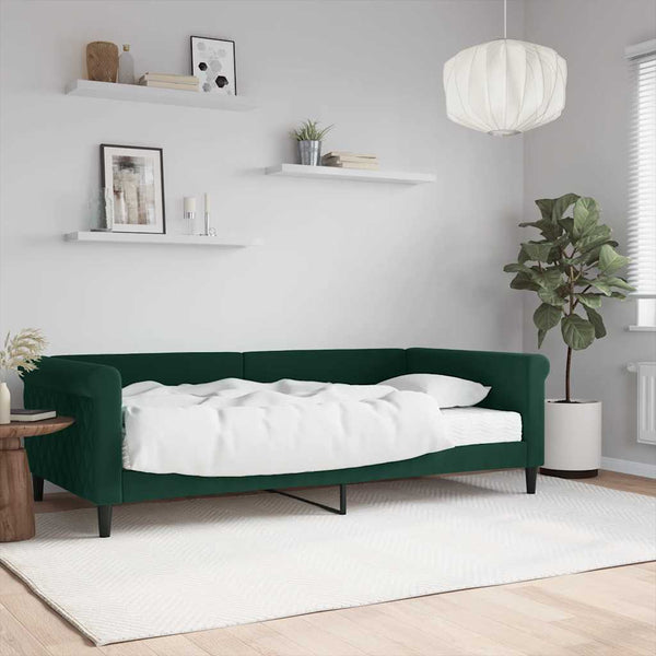 Tagesbett mit Matratze Dunkelgrün Samt 100x200 cm