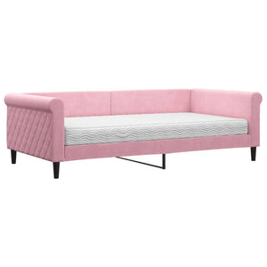 Tagesbett Rosa Samt mit Matratze 100x200 cm