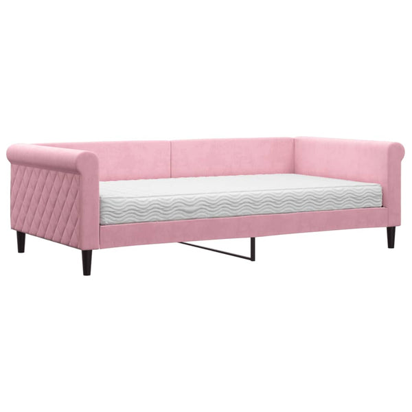 Tagesbett Rosa Samt mit Matratze 100x200 cm
