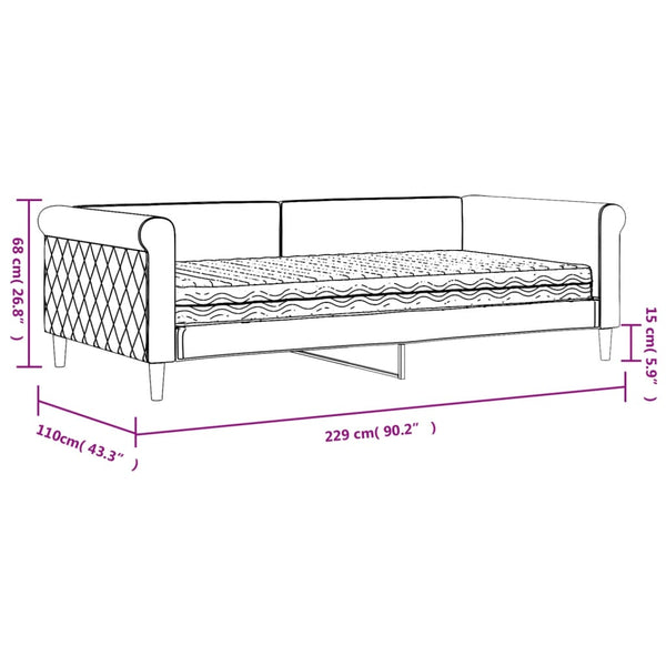 Tagesbett Rosa Samt mit Matratze 100x200 cm