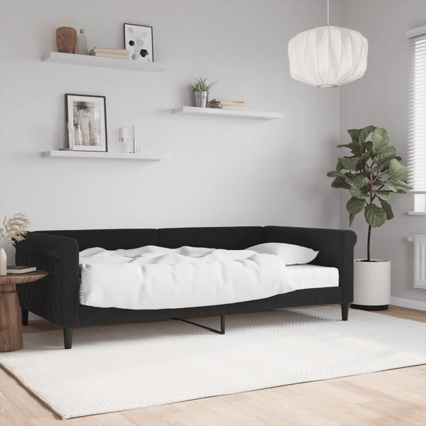 Tagesbett mit Matratze Schwarz 100x200 cm Samt