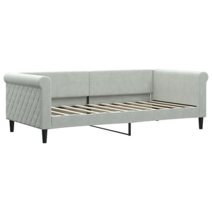 Tagesbett mit Matratze Hellgrau Samt 90x190 cm