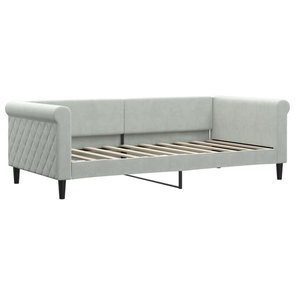 Tagesbett mit Matratze Hellgrau Samt 90x190 cm