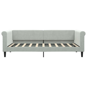 Tagesbett mit Matratze Hellgrau Samt 90x190 cm