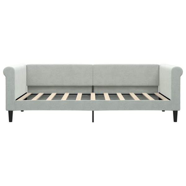 Tagesbett mit Matratze Hellgrau Samt 90x190 cm