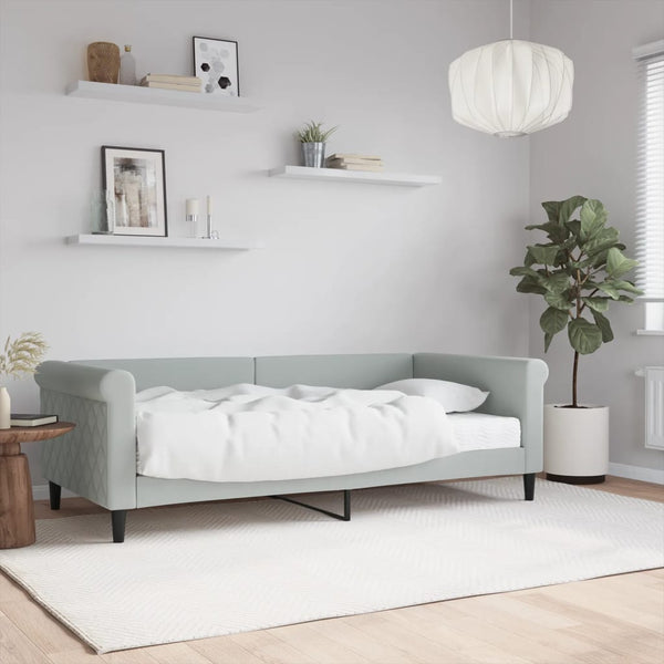 Tagesbett mit Matratze Hellgrau Samt 90x190 cm