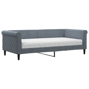 Tagesbett mit Matratze Dunkelgrau Samt 90x190 cm