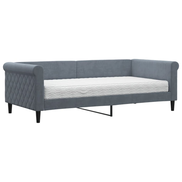 Tagesbett mit Matratze Dunkelgrau Samt 90x190 cm
