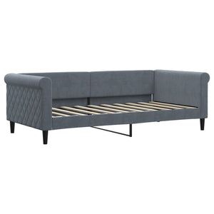 Tagesbett mit Matratze Dunkelgrau Samt 90x190 cm