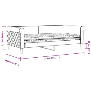 Tagesbett mit Matratze Dunkelgrau Samt 90x190 cm