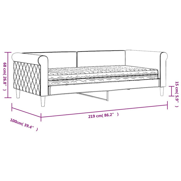 Tagesbett mit Matratze Dunkelgrau Samt 90x190 cm