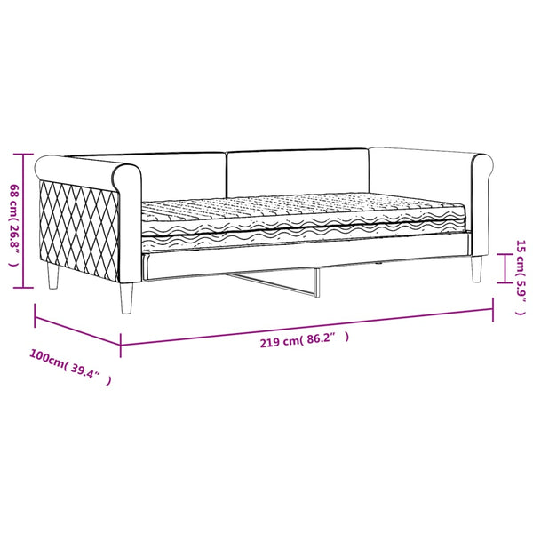 Schwarzes Tagesbett mit Matratze 90x190 cm Samt