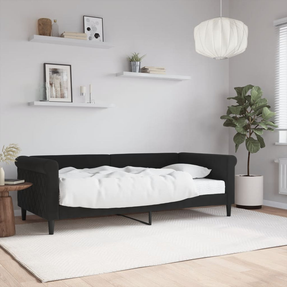Schwarzes Tagesbett mit Matratze 90x190 cm Samt
