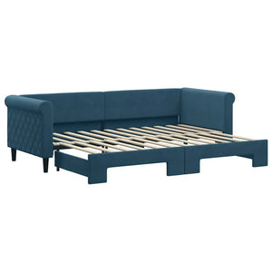 Ausziehbares Tagesbett Blau Samt 80x200 cm
