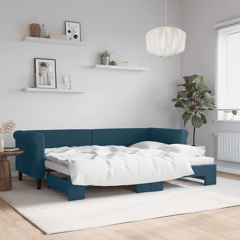Ausziehbares Tagesbett Blau Samt 80x200 cm
