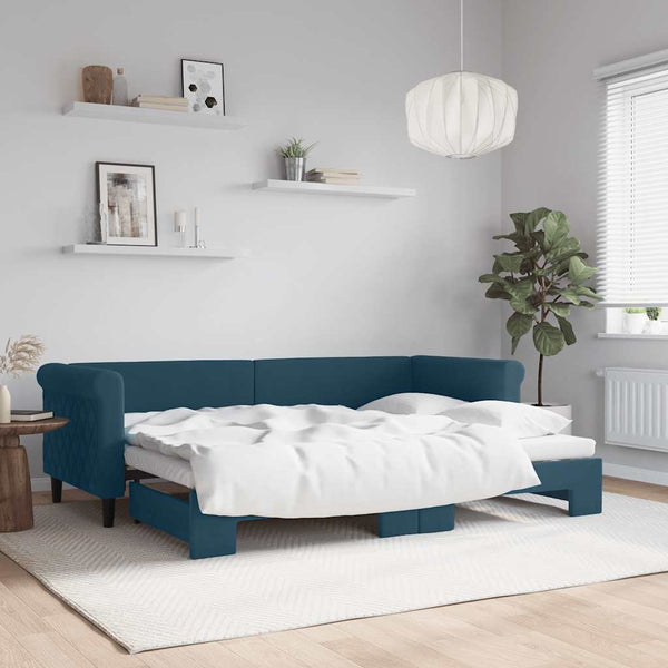 Ausziehbares Tagesbett Blau Samt 80x200 cm