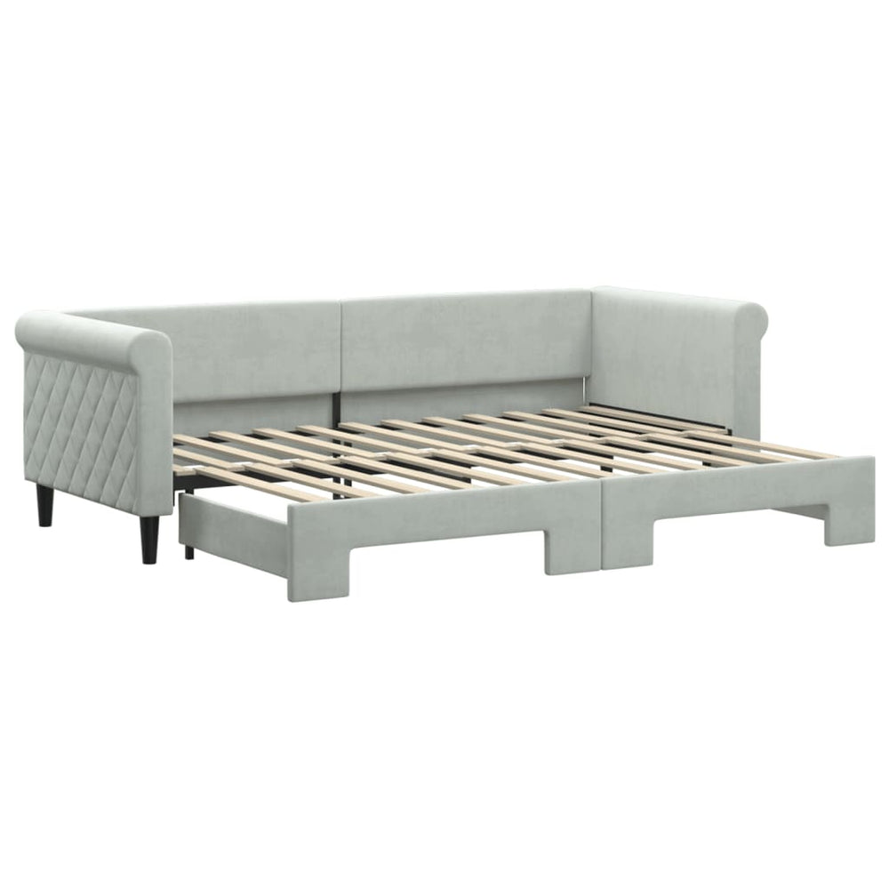 Ausziehbares Tagesbett Hellgrau Samt 80x200 cm