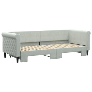 Ausziehbares Tagesbett Hellgrau Samt 80x200 cm