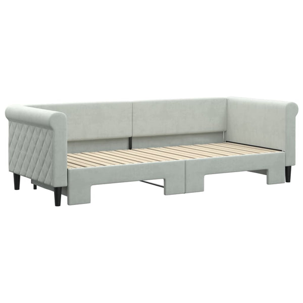 Ausziehbares Tagesbett Hellgrau Samt 80x200 cm